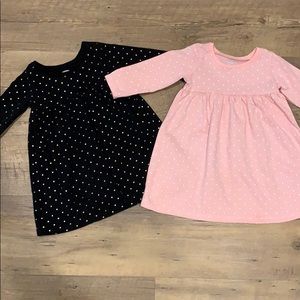 Two Polka-dotted Toddler Dresses, 6-12 Months